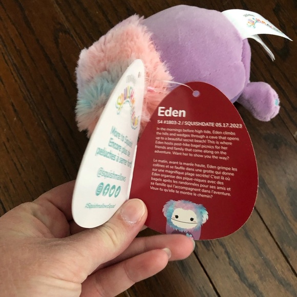 NWT Squishmallows 4.5” Eden the Bigfoot Purple/Blue/Pink w/Heart Embroidery - Picture 6 of 8